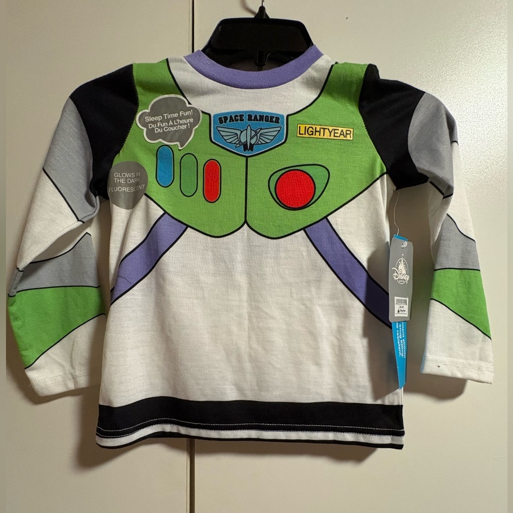NWT Disney Buzz Lightyear Long-Sleeve Sleep Shirt- Green/White/Purple